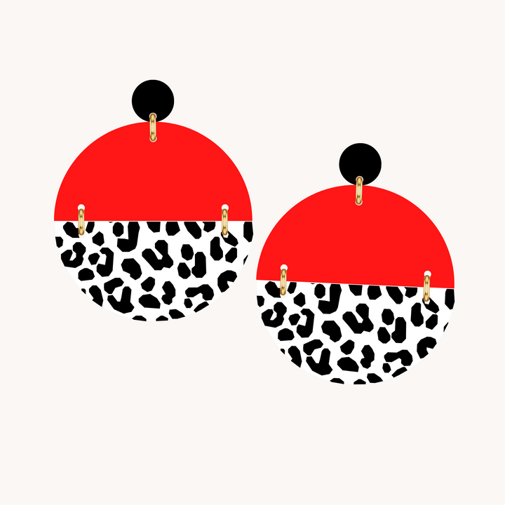 Rayelle Acrylic Half Circle Leopard Earrings