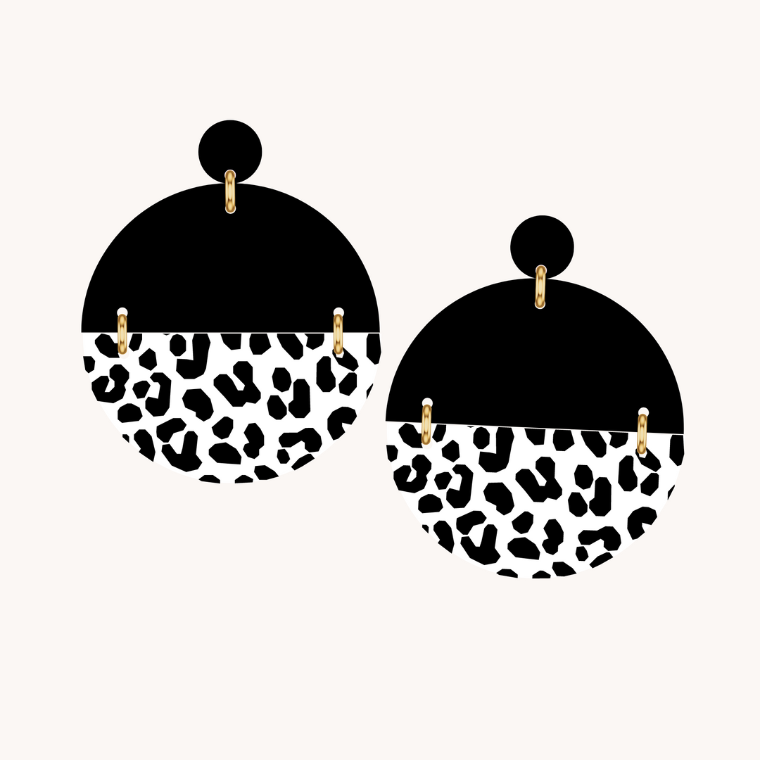 Rayelle Acrylic Half Circle Leopard Earrings