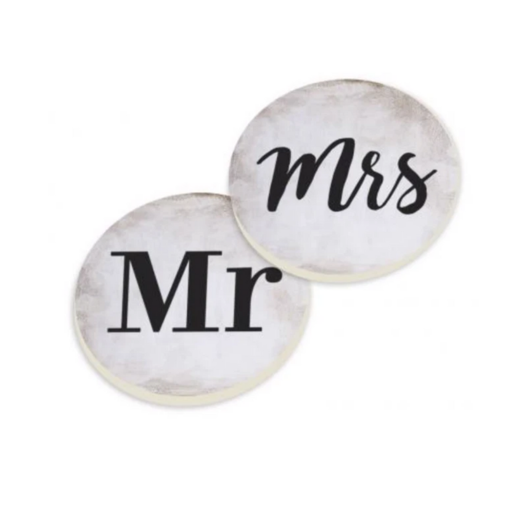 Mr and Mrs Car Coaster Set